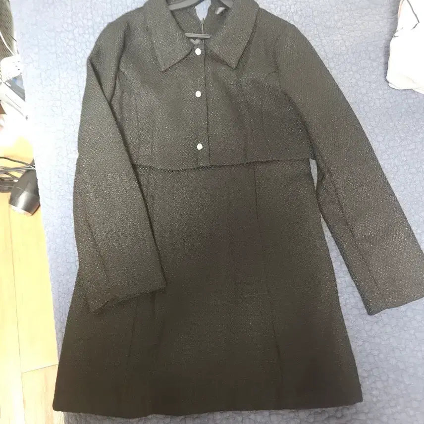 [BUNJANG] Black Tweed Midi Dress / 블랙 트위드 원피스