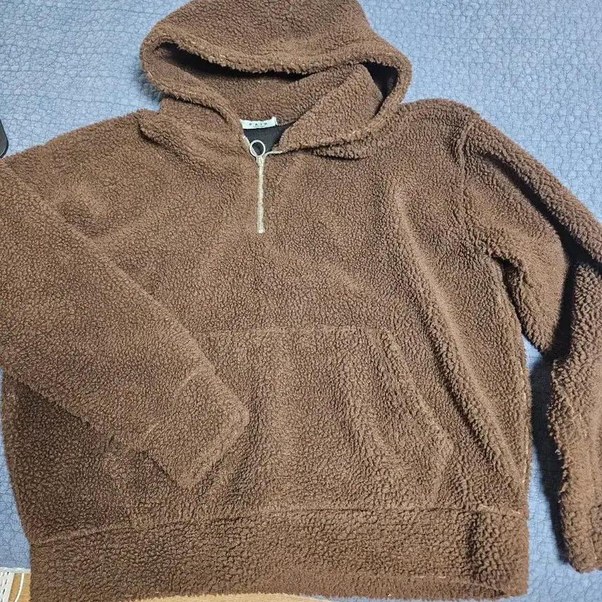 [BUNJANG] Brown Sherpa Half-Zip Hoodie / 뽀글이 후드티 브라운