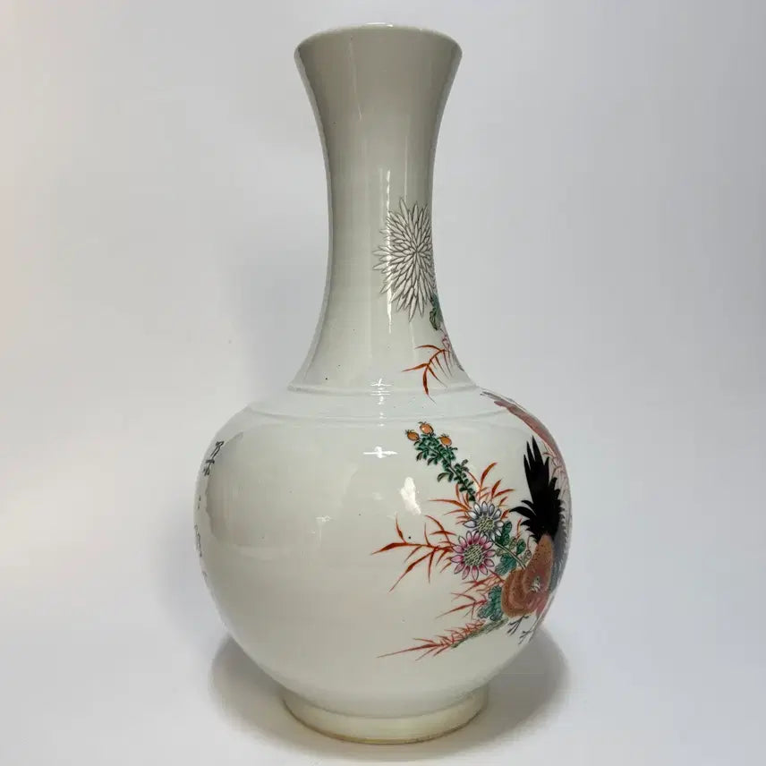 [BUNJANG] Qing Dynasty Porcelain Vase with Rooster Motif / 분채 대길문 상병