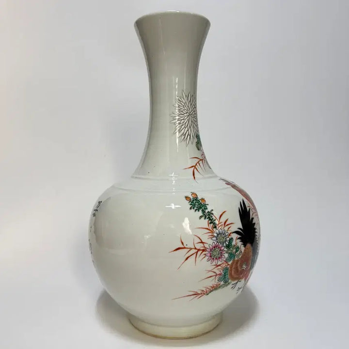 [BUNJANG] Qing Dynasty Porcelain Vase with Rooster Motif / 분채 대길문 상병