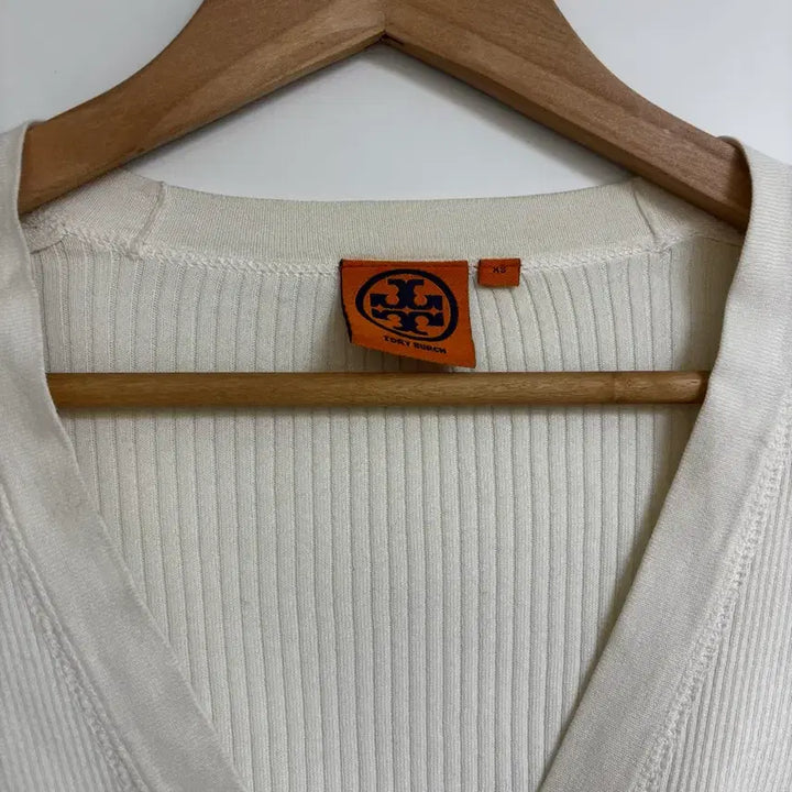 [BUNJANG] Tory Burch White Ribbed Cardigan / 토리버치 화이트 골지 가디건