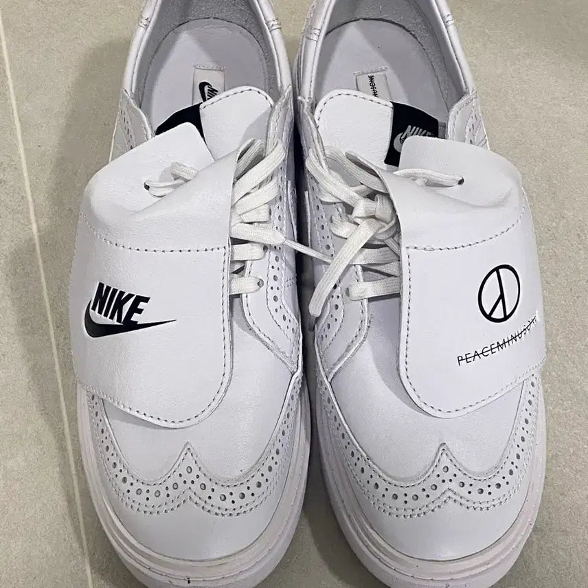 [BUNJANG] Nike PEACEMINUSONE Kwondo 1 White Leather Sneakers / [270] 나이키 피마원 권도