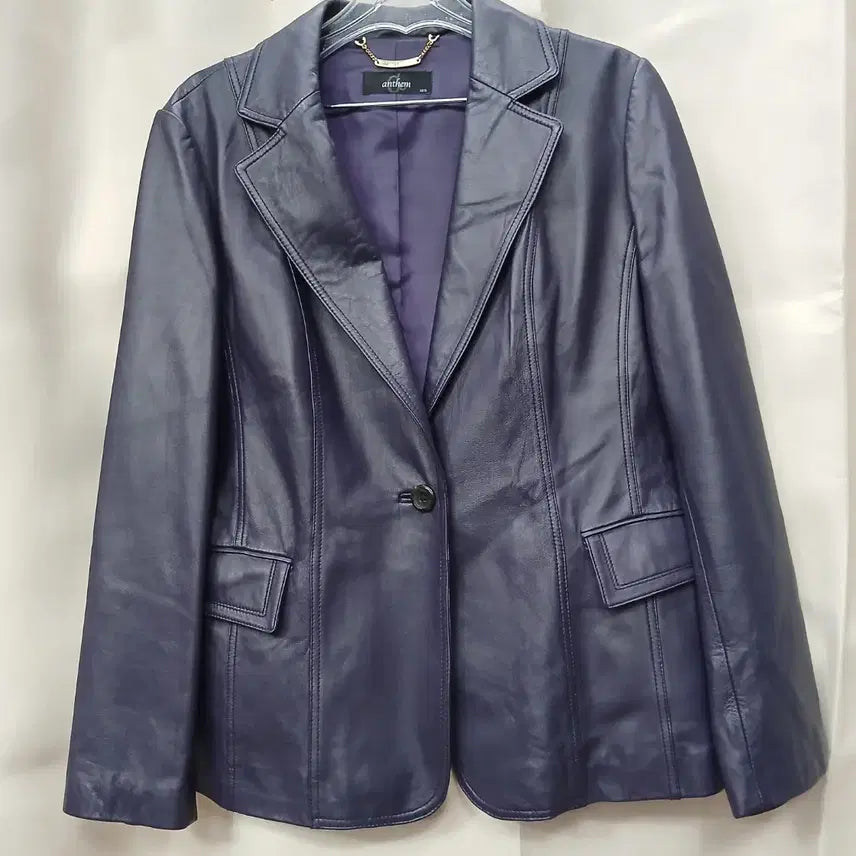 [BUNJANG] Ansome Navy Leather Jacket / 앤썸 네이비 가죽 자켓