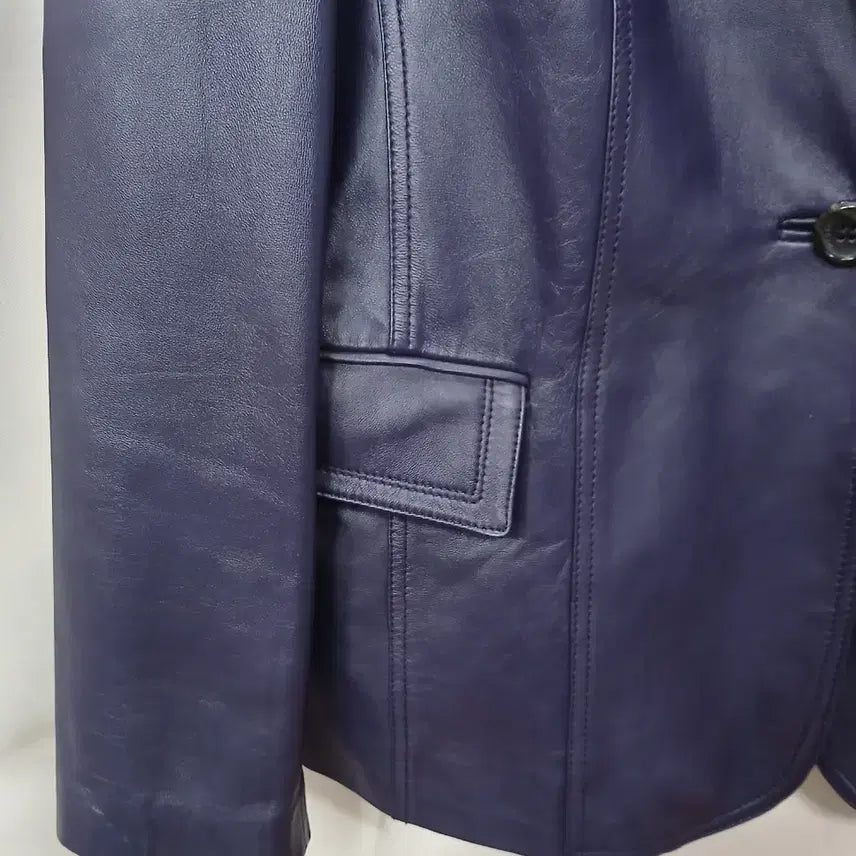 [BUNJANG] Ansome Navy Leather Jacket / 앤썸 네이비 가죽 자켓