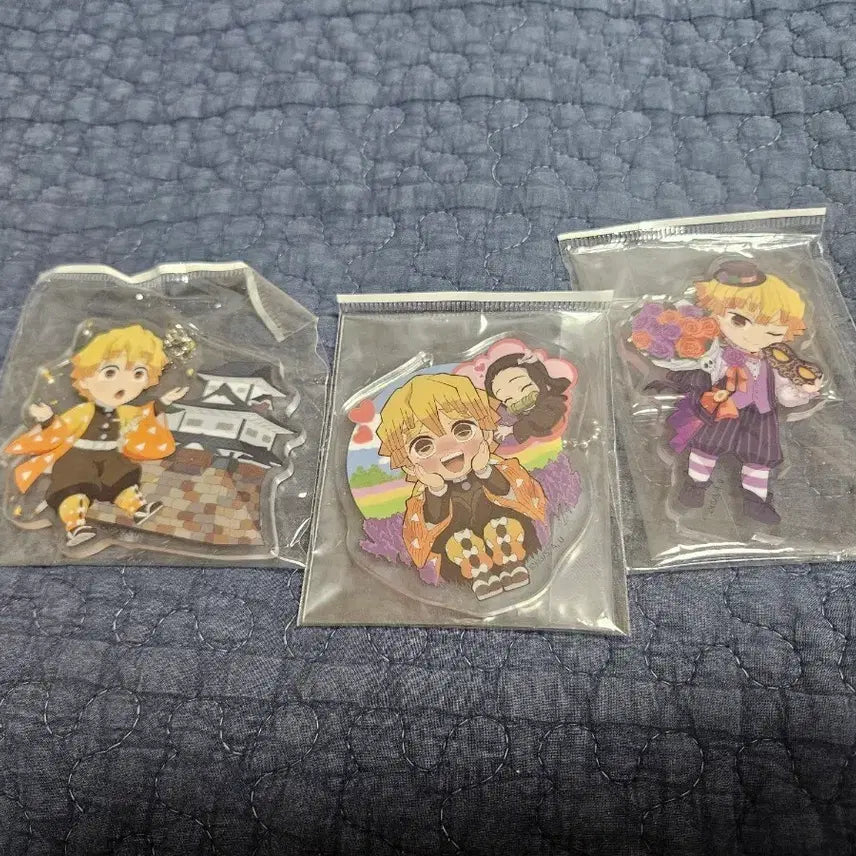 [BUNJANG] Demon Slayer Zenitsu Acrylic Keychain Bundle Set (3 Types) / 젠이츠 아크릴 키링 3종 일괄
