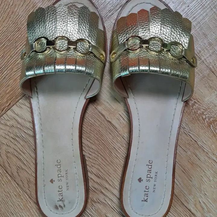 [BUNJANG] Kate Spade Gold Leather Sandals/Slippers US 8M / 케이트스페이드 8M 약245-250 샌들 슬리퍼 골드