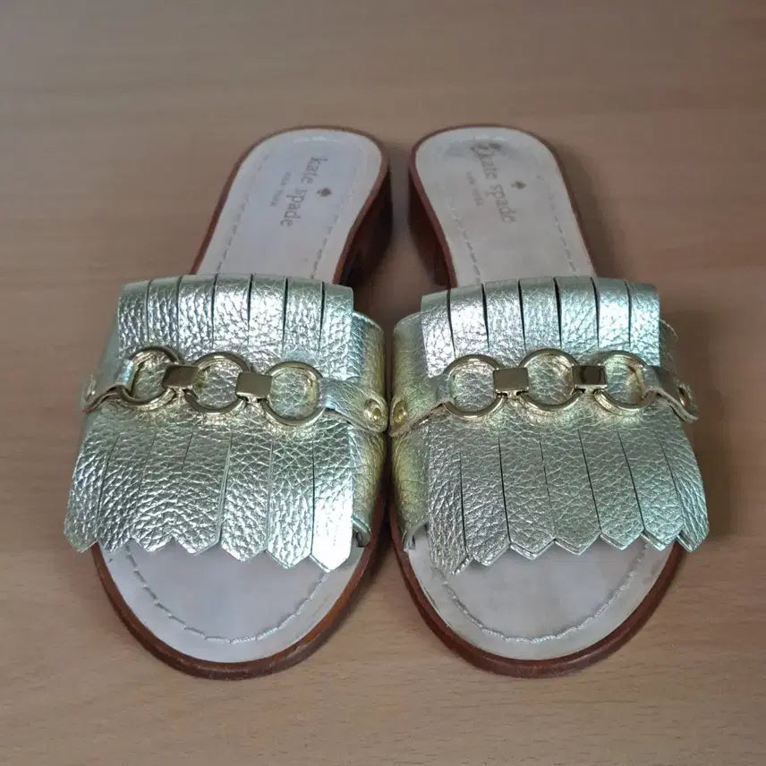 [BUNJANG] Kate Spade Gold Leather Sandals/Slippers US 8M / 케이트스페이드 8M 약245-250 샌들 슬리퍼 골드