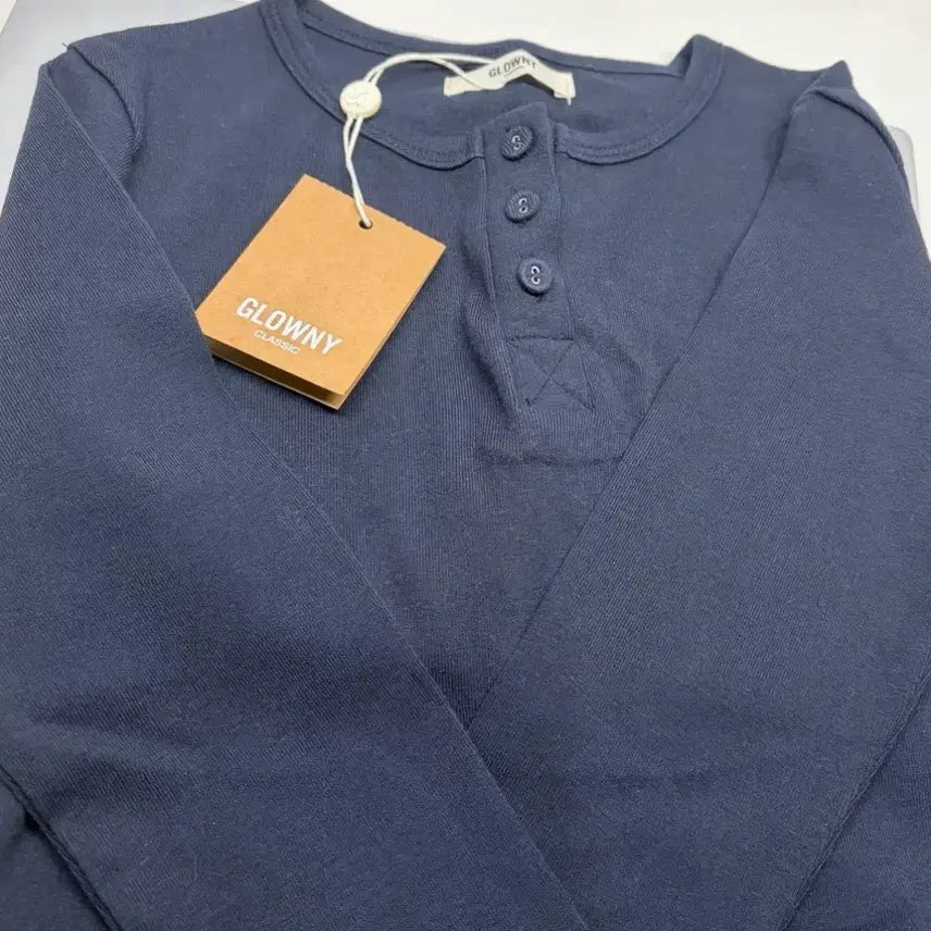 [BUNJANG] GLOWNY 3/4 Button Fly Tee (Navy) - Size S / 글로니 3/4 BUTTON FLY TEE (NAVY) S