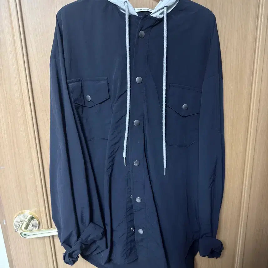 [BUNJANG] Slow Record House Nylon Hooded Shirt Size S / 슬로우레코드하우스 나일론 후드 셔츠 s