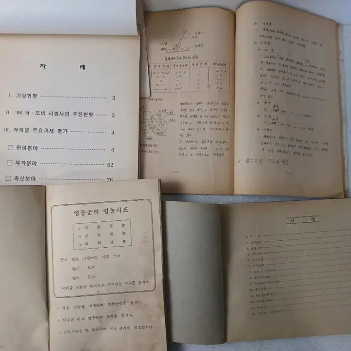 [BUNJANG] Vintage Rural Education Materials Collection: Farming Diaries and Manuals (11 Volumes) / 근대사 수집 자료 옛날 농촌 교본 영농일지 농민교재 11권