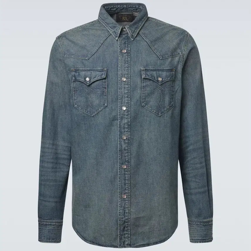 [BUNJANG] RRL Dark Wash Denim Western Shirt L / RRL 데님 웨스턴 셔츠 다크워시 L 새상품