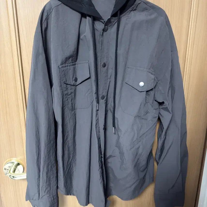 [BUNJANG] Slow Acid House Nylon Hooded Shirt - Charcoal, Size S / 슬로우애시드하우스 나일론 후드 셔츠 s