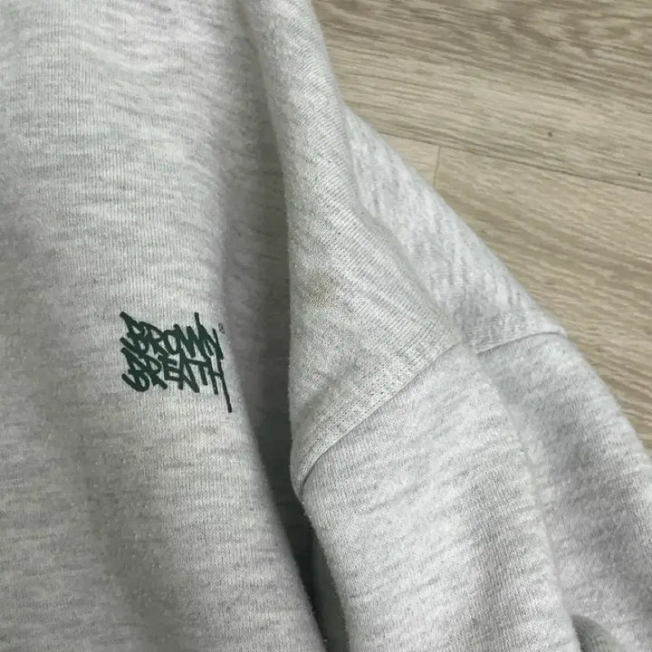 [BUNJANG] Brown Breath Hooded Sweatshirt - Light Grey / 브라운 브레스 후드티 백메란지