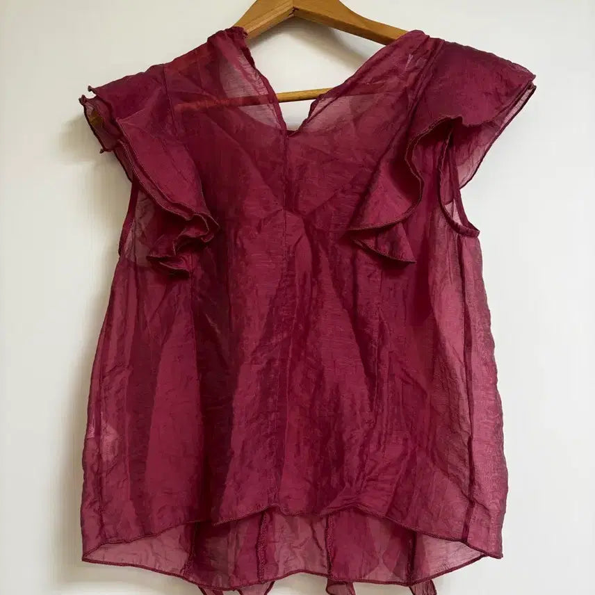 [BUNJANG] Zara Burgundy Ruffle Blouse / ZARA 버건디 러플 블라우스