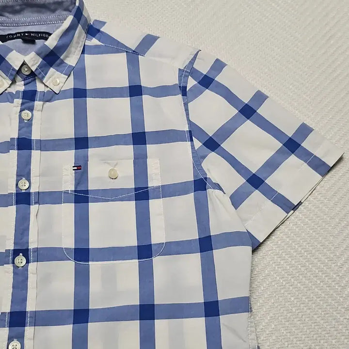 [BUNJANG] Tommy Hilfiger Blue Check Short Sleeve Shirt / 타미힐피거 블루 체크 반팔 셔츠 국내M