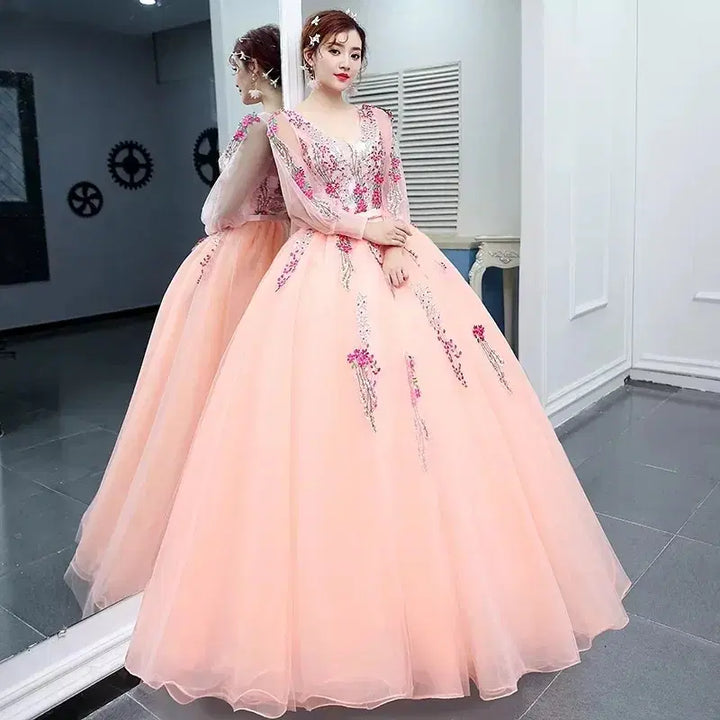 [BUNJANG] Coral Floral Embroidered Dress Rental / 대여)졸업사진드레스 셀프웨딩