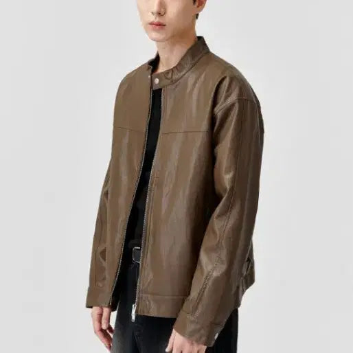 [BUNJANG] AgeOD Leather Biker Jacket Brown XL / 에이지오디 레더 바이커 자켓 브라운xl