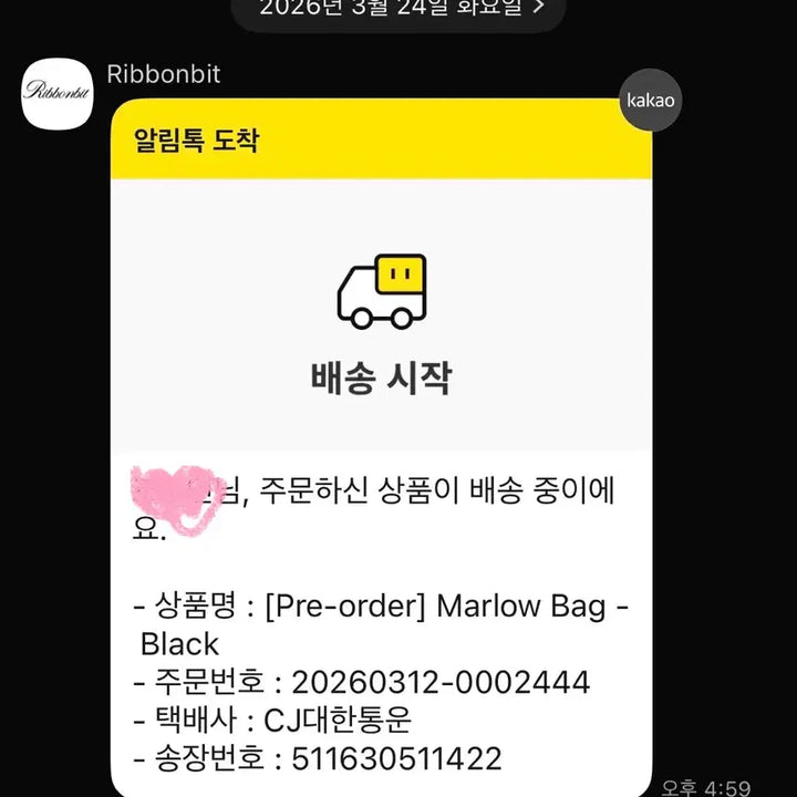 [SOLD OUT] 리본빛 말로우백 블랙