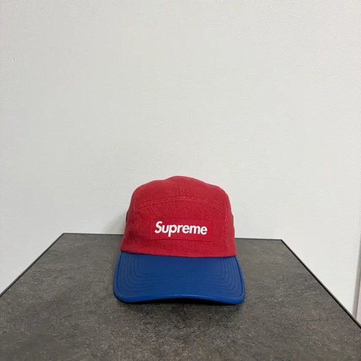 [BUNJANG] Supreme Box Logo Leather Visor Camp Cap Red Blue / (OS) 슈프림 박스로고 캠프캡 모자 레더 바이저 레드 블루