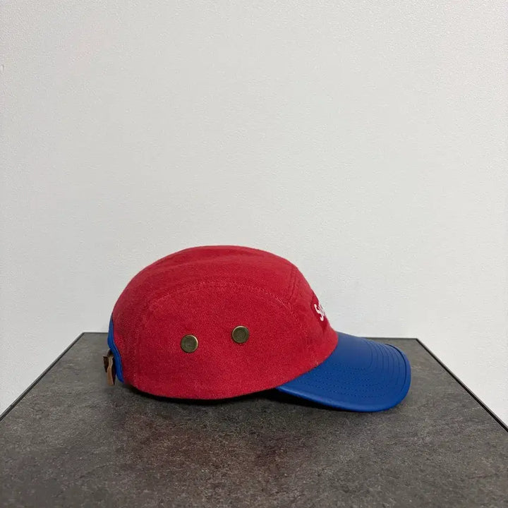 [BUNJANG] Supreme Box Logo Leather Visor Camp Cap Red Blue / (OS) 슈프림 박스로고 캠프캡 모자 레더 바이저 레드 블루