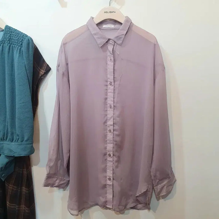 [BUNJANG] Colza See-Through Shirt / 뮤트 퍼플 시스루 셔츠 colza