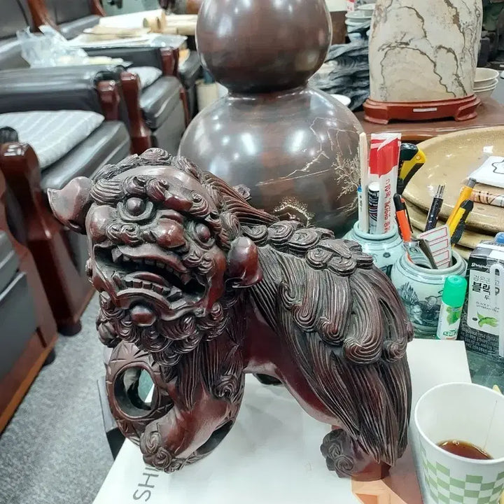 [BUNJANG] Wooden Haechi Sculpture Ornament / 목조 해태 조각상 장식품
