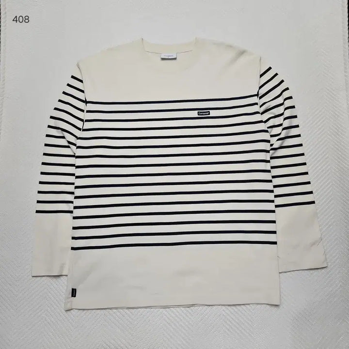 [BUNJANG] Covernat White and Black Stripe Sweatshirt M / 커버낫 흰검 스트라이프 맨투맨 M