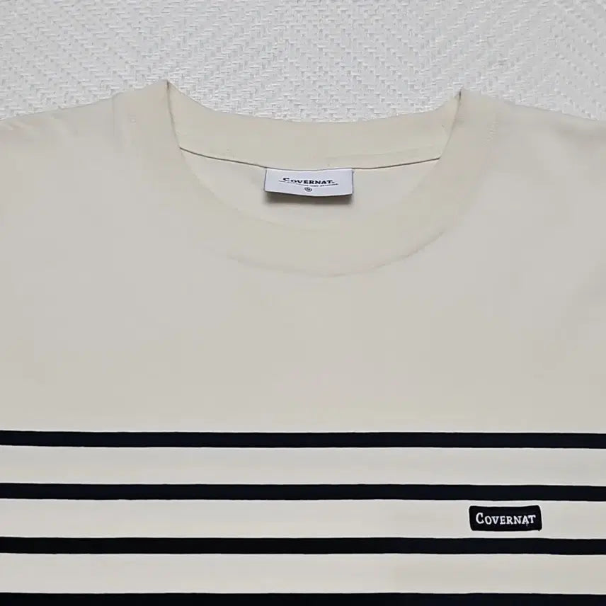 [BUNJANG] Covernat White and Black Stripe Sweatshirt M / 커버낫 흰검 스트라이프 맨투맨 M