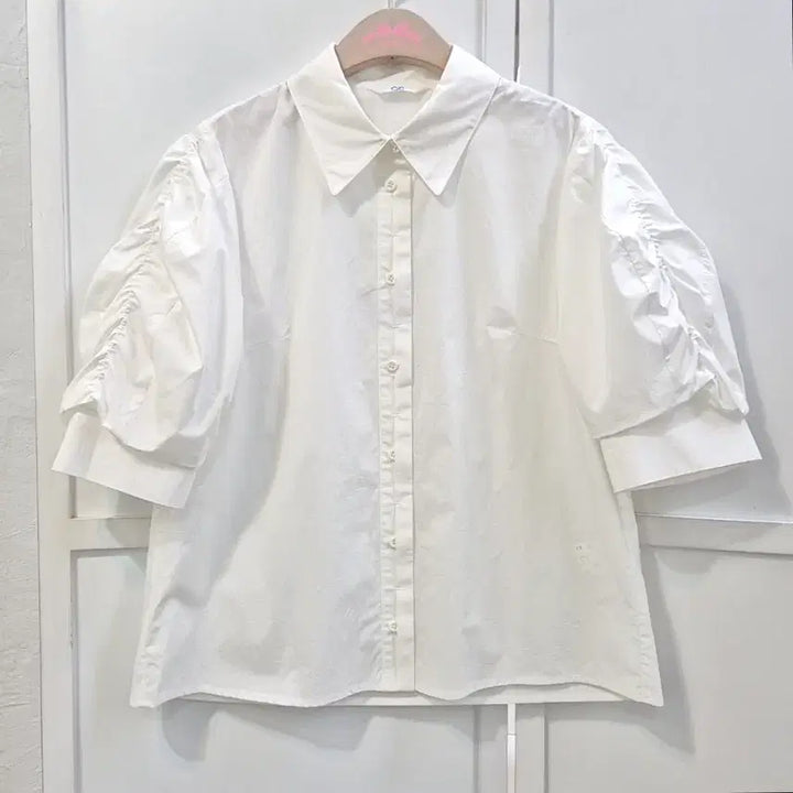 [BUNJANG] CC Collect Shirring Short Sleeve Blouse / 씨씨콜렉트 셔링 반팔 셔츠 블라우스
