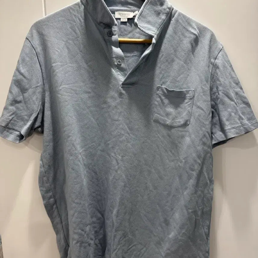[BUNJANG] Sunspel Pocket Short Sleeve Polo Shirt Sky Blue / 선스펠 포켓 반팔 폴로 셔츠 하늘색