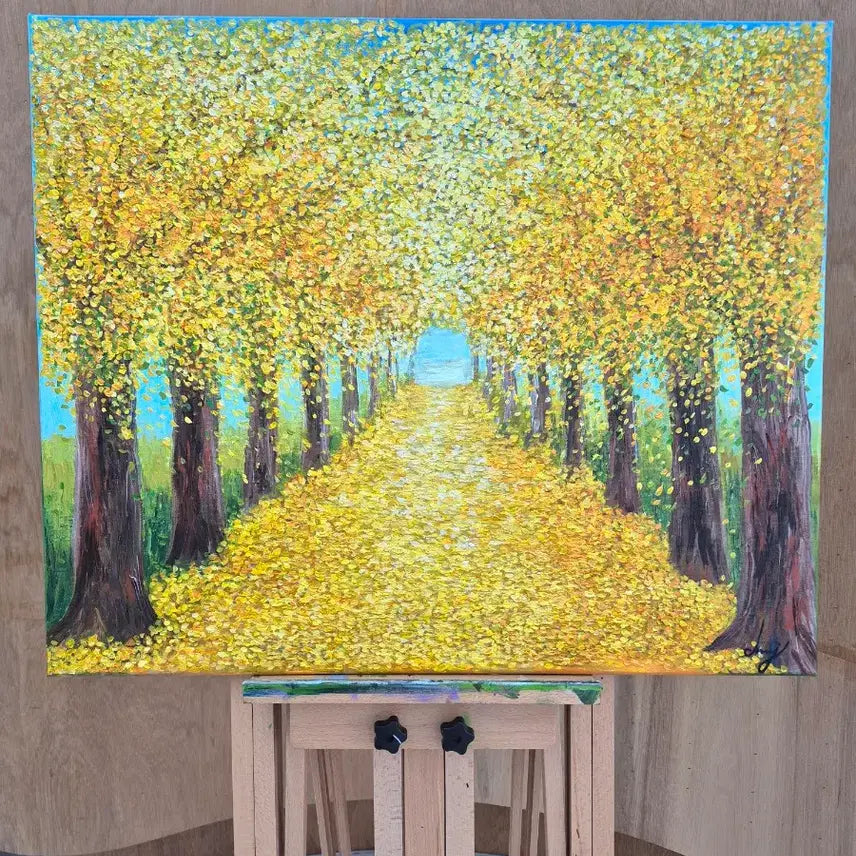 [BUNJANG] Vibrant Canvas Painting: Yellow Leaf Tunnel / 행복한 날들