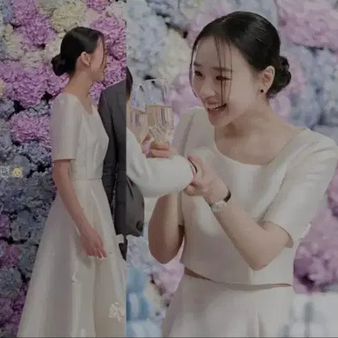 [BUNJANG] MICHAA Son Yeon-jae Two-Piece Set Ivory Floral Embroidery / 미샤 손연재 투피스 55