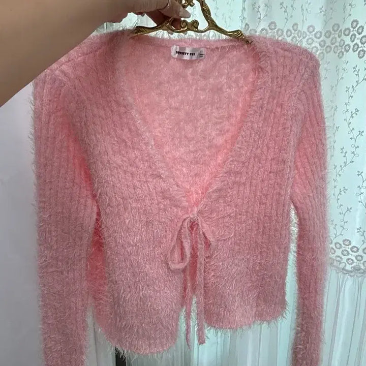 [BUNJANG] Lovely Pink Crop Knit Cardigan and Camisole Set / 새상품 반값택포) 러블리 핑크 크롭 니트 가디건/나시 세트