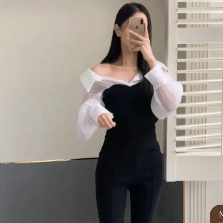 [BUNJANG] Lightme See-through Blouse / 라이트미 시스루 블라우스