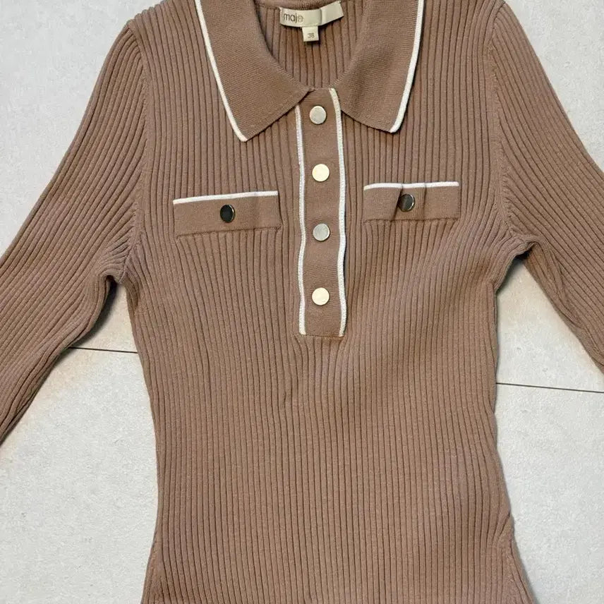 [BUNJANG] Maje Camel Ribbed Collar Knit Dress Size 38 / 한섬 마쥬 카멜 골지 카라 니트 원피스 38 베이지