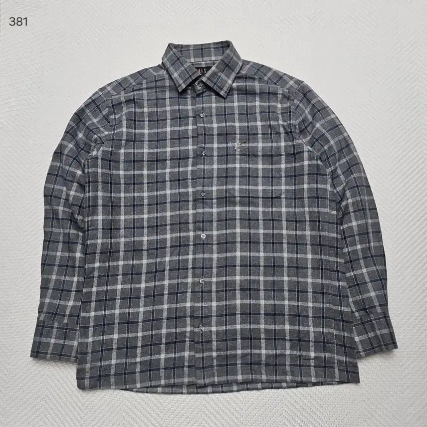 [BUNJANG] Daks Grey Check Long Sleeve Shirt 95 / 닥스 그레이 체크 긴팔 셔츠 95