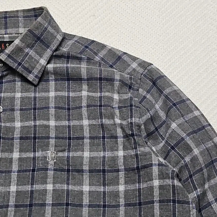 [BUNJANG] Daks Grey Check Long Sleeve Shirt 95 / 닥스 그레이 체크 긴팔 셔츠 95