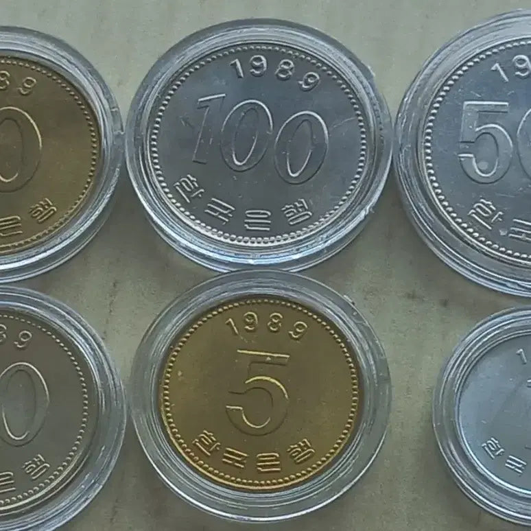 [BUNJANG] 1989 Korean Coin Collection Set (Unused) / 1989년 한국 주화 컬렉션 사제민트세트5종미사용(흑점없음)