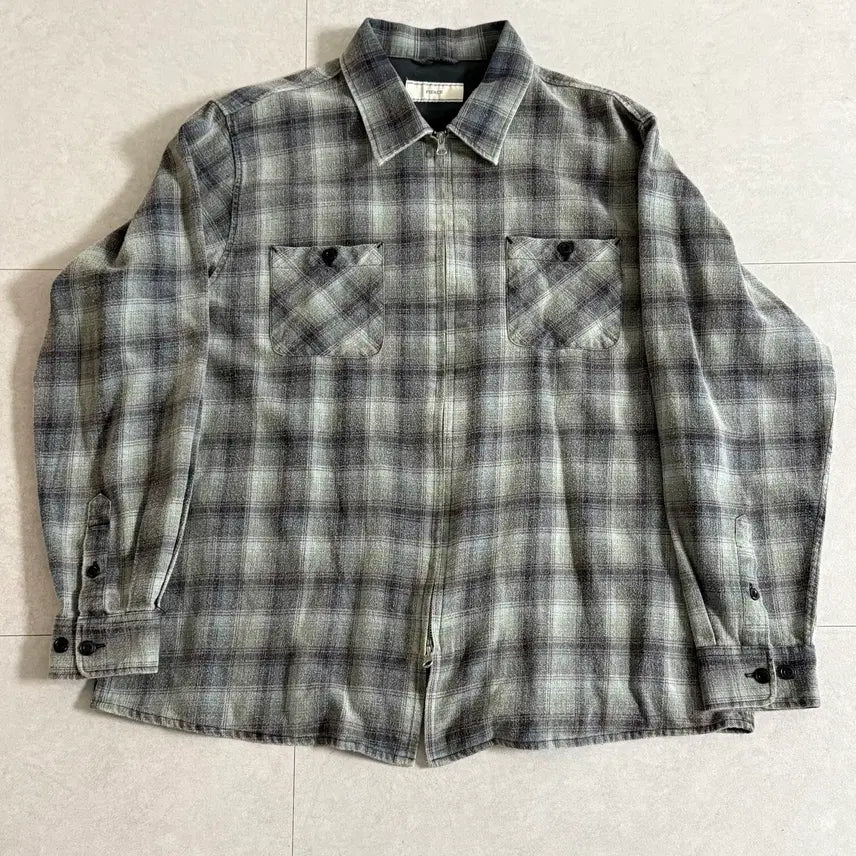 [BUNJANG] PEARCE Check Zip-Up Shirt XL / (XL) 피어스 체크 집업셔츠