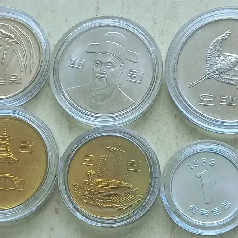 [BUNJANG] 1989 Korean Coin Mint Set Unused 6 Types / 1989년 한국 주화 사제민트세트 미사용6종(흑점없음)