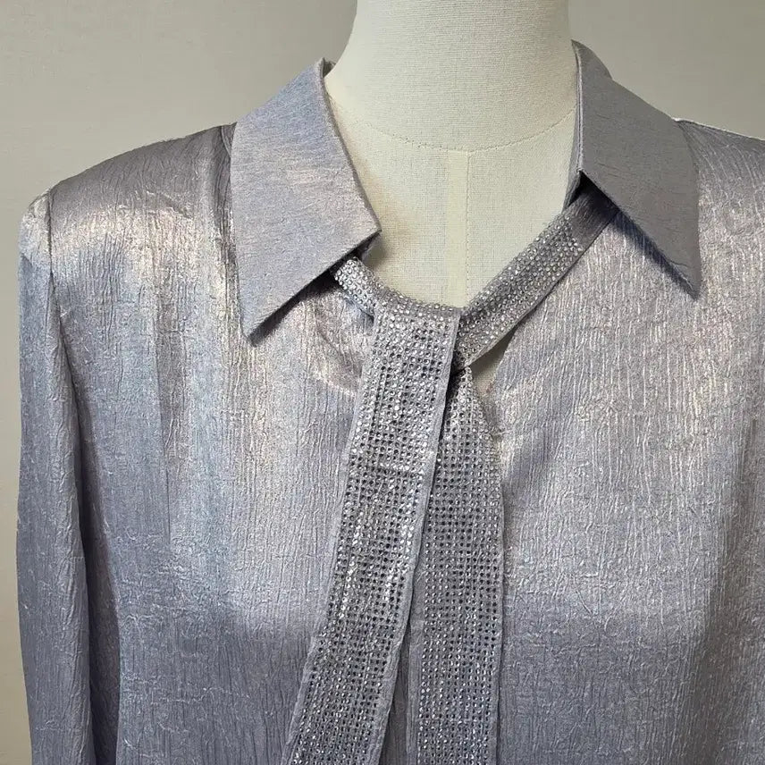 [BUNJANG] Ribbon Tie Blouse Lavender / 리본타이 셔츠 블라우스 연보라