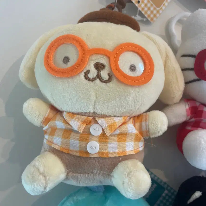 [BUNJANG] Sanrio Hangyodon Hello Kitty Chococat Pompompurin Nerd Glasses Plush Keychain / 새상품 한교동 헬로키티 초코캣 폼폼푸린 너드 안경 인형 키링 산리오 정품