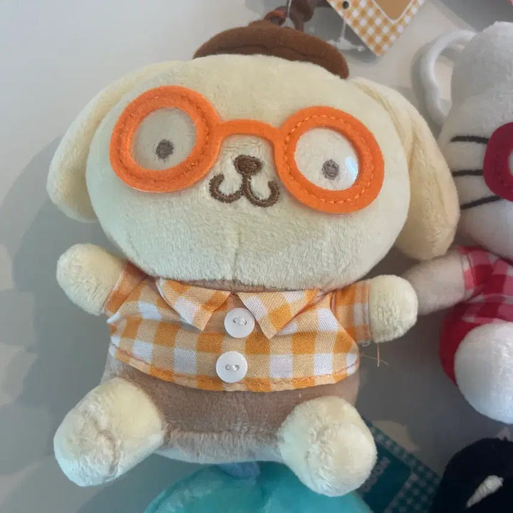 [BUNJANG] Sanrio Hangyodon Hello Kitty Chococat Pompompurin Nerd Glasses Plush Keychain / 새상품 한교동 헬로키티 초코캣 폼폼푸린 너드 안경 인형 키링 산리오 정품