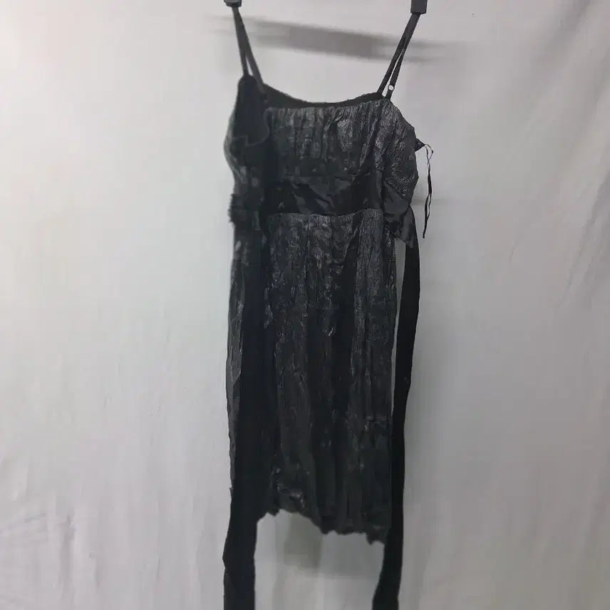 [BUNJANG] Black Shirring Mini Dress S / 블랙 셔링 끈 원피스 S 두가지 개당