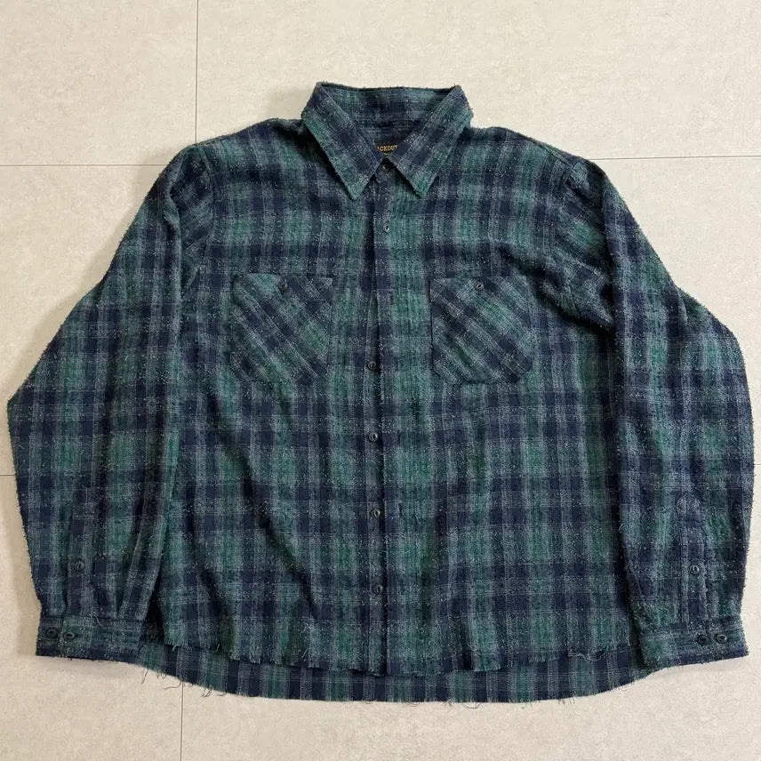 [BUNJANG] Blackout Green Checkered Shirt XL / (XL) 블랙아웃 그린 체크셔츠