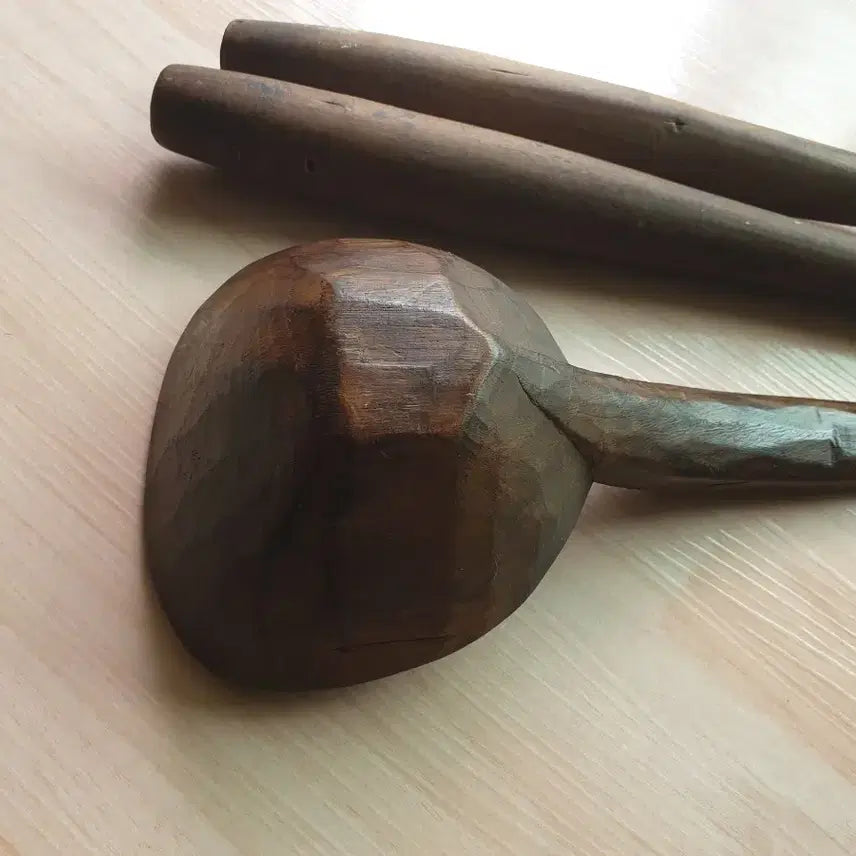 [BUNJANG] Vintage Wooden Ladle and Laundry Mallet Set / 옛날 바가지와 다듬이 방망이
