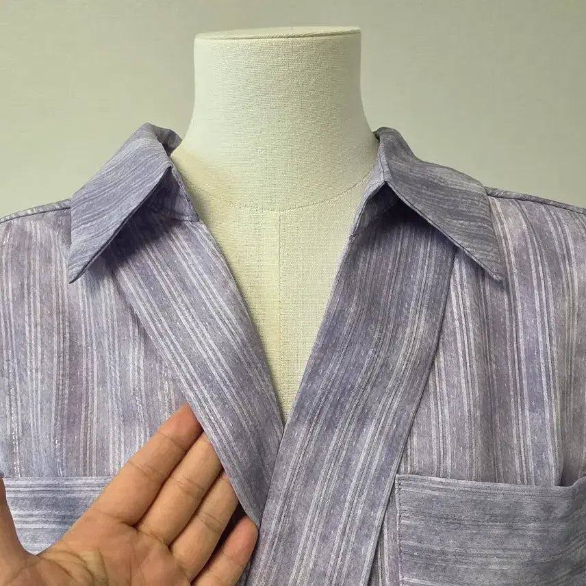 [BUNJANG] Purple Collared Blouse / 여름 카라셔츠 퍼플 블라우스 카라블라우스