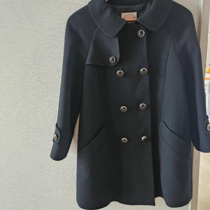 [BUNJANG] Lenibon Black Double Button Coat Size 55 / 레니본 블랙 더블 버튼 코트 55