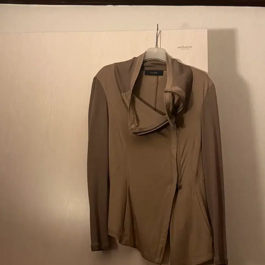 [BUNJANG] Rick Owens Rickmats Asymmetrical High Neck Khaki Brown Slave Jacket / 릭맛 락시크 사선 하이넥 카키 브라운 슬레이브 자켓
