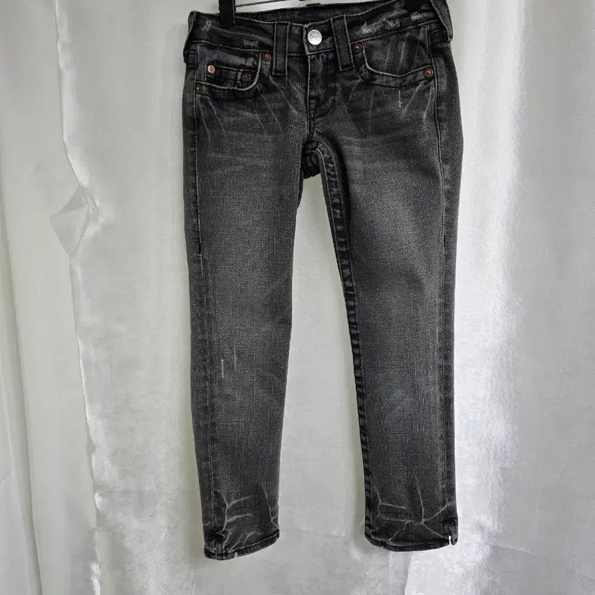 [BUNJANG] True Religion Black Washed Denim Cropped Pants / 트루릴리젼 블랙 워싱 데님 7부 (1985)
